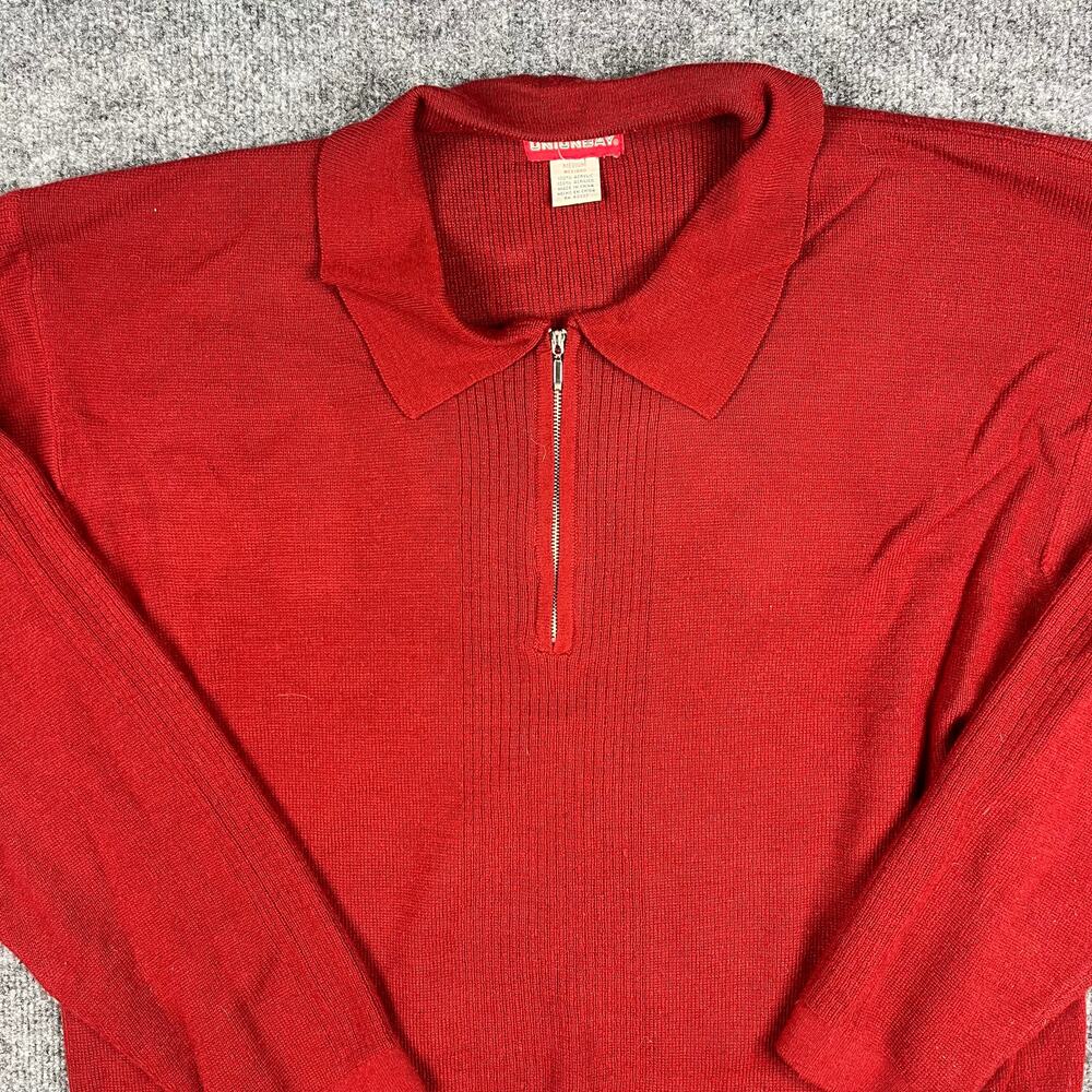Unionbay‎ Sweater Mens Medium Red Quarter Zip Pullover Casual Knit
